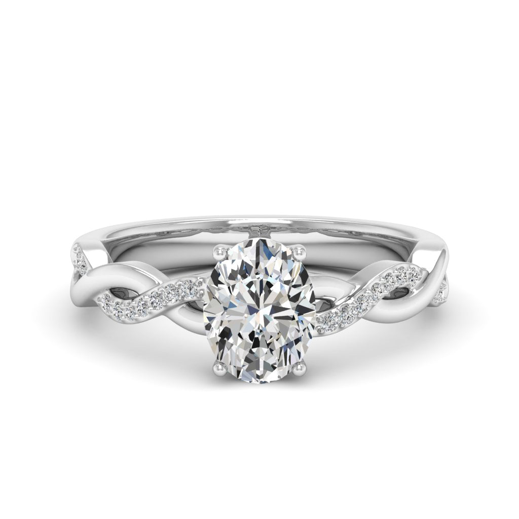 1.50 DEW oval White Moissanite Ring in 14K Gold