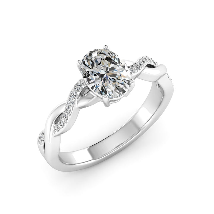 1.50 DEW oval White Moissanite Ring in 14K Gold