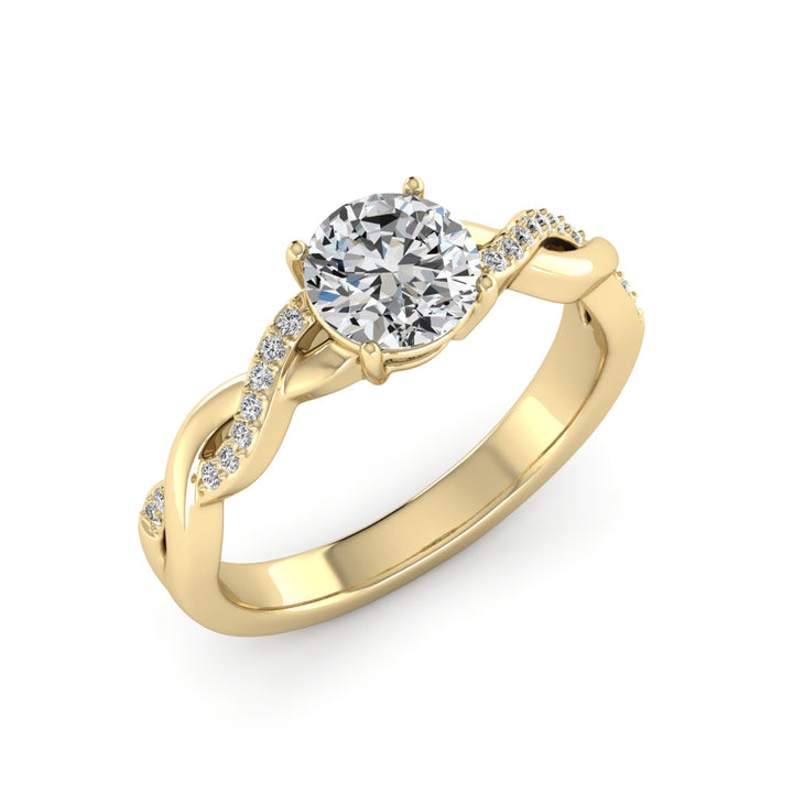 1.00 DEW Round White Moissanite Ring in 14K Gold