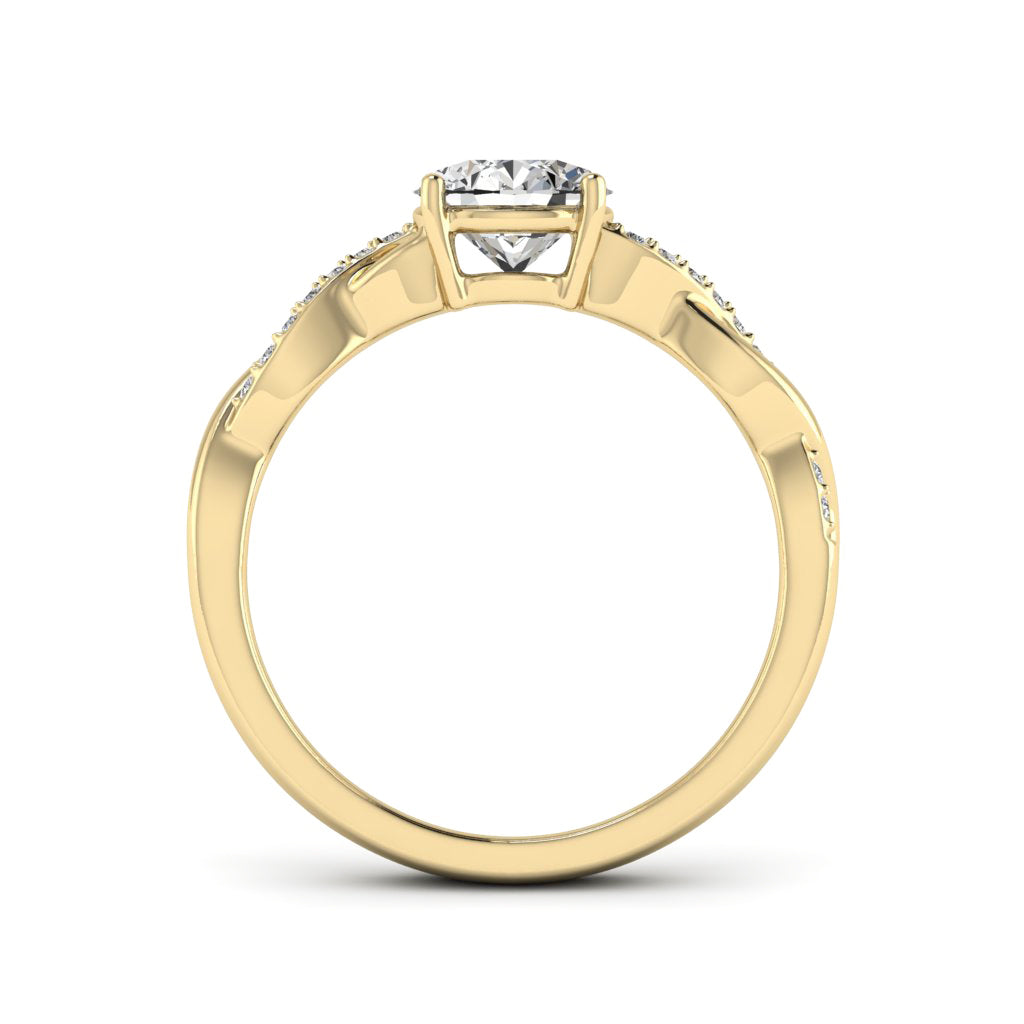 1.00 DEW Round White Moissanite Ring in 14K Gold