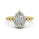 1.50 DEW Pear White Moissanite Ring in 14K Yellow Gold