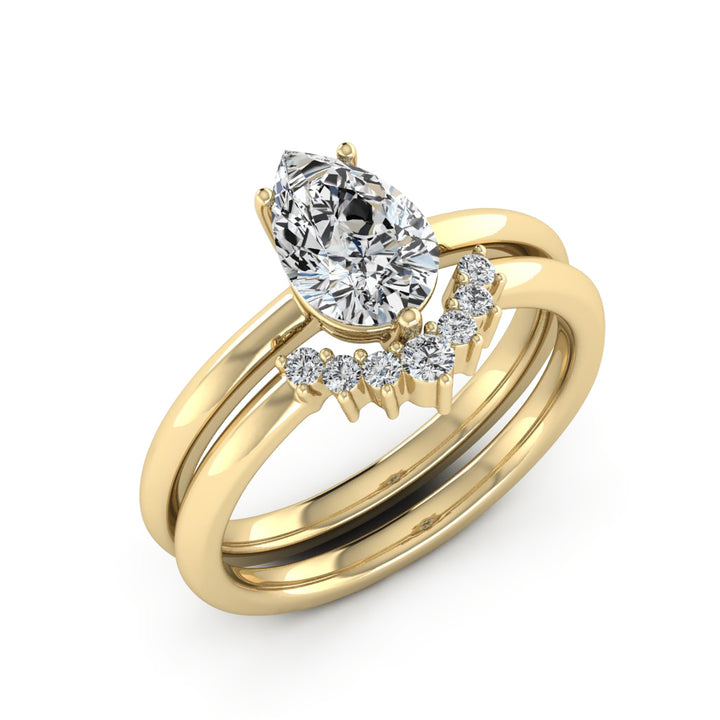 1.50 DEW Pear White Moissanite Ring in 14K Gold