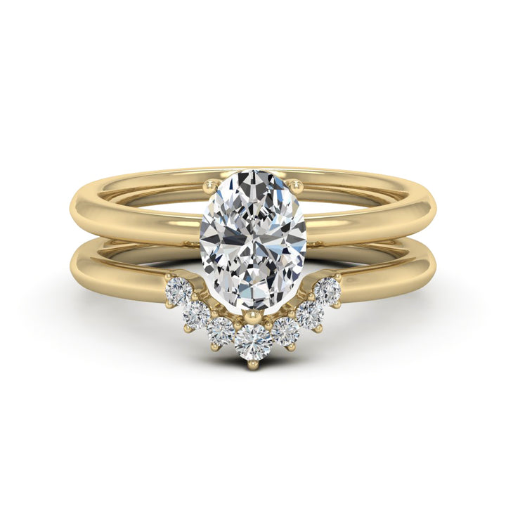 1.50 DEW Oval White Moissanite Ring in 14K Gold