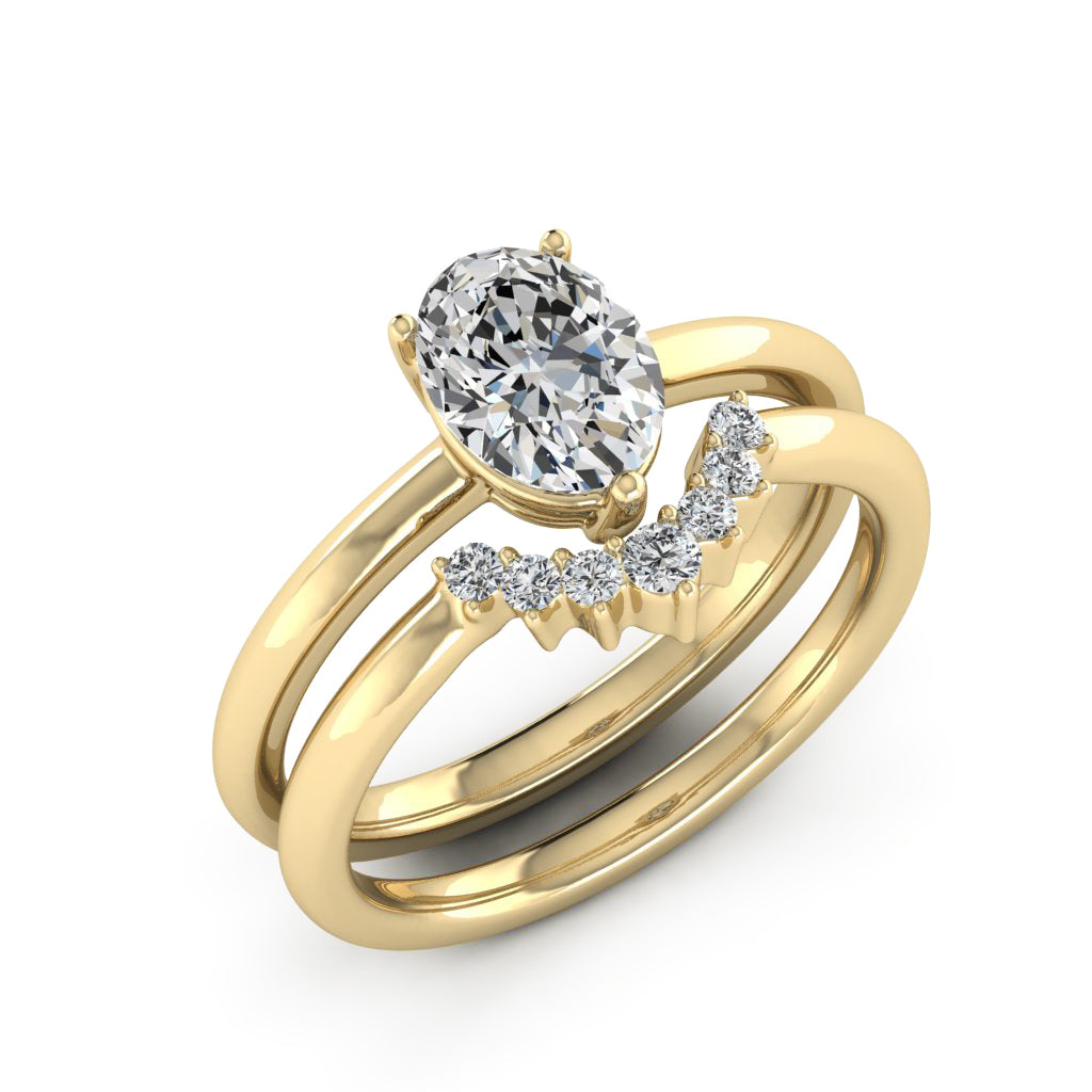 1.50 DEW Oval White Moissanite Ring in 14K Gold