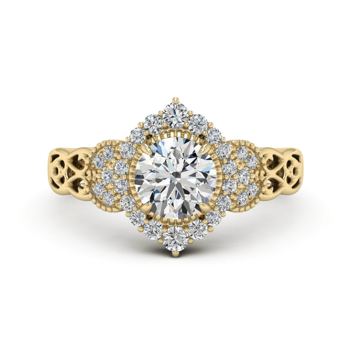 1.00 DEW Round White Moissanite Ring in 14K Gold