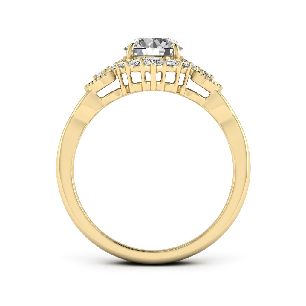 1.00 DEW Round White Moissanite Ring in 14K Gold