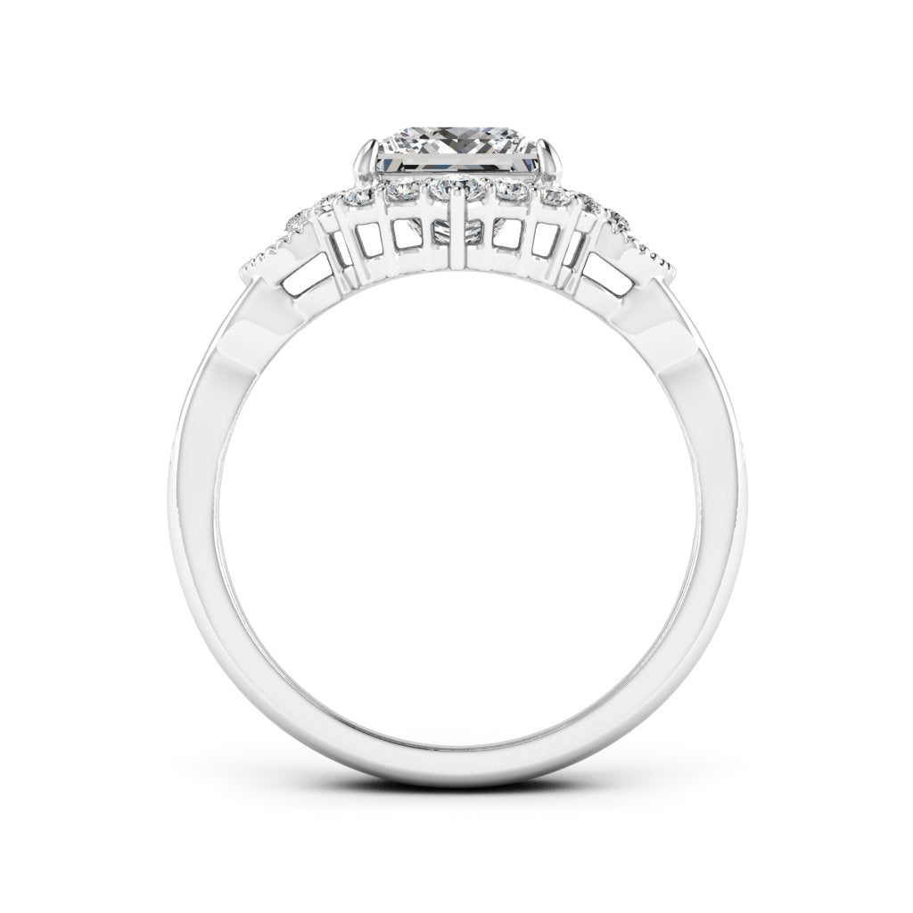 1.70 DEW Princess Cut White Moissanite Ring in 14K Gold