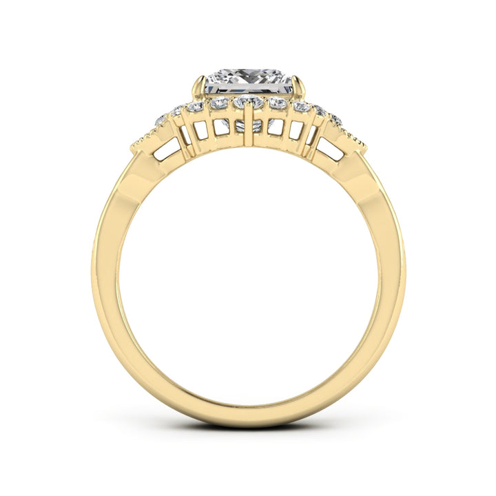 1.70 DEW Princess Cut White Moissanite Ring in 14K Gold