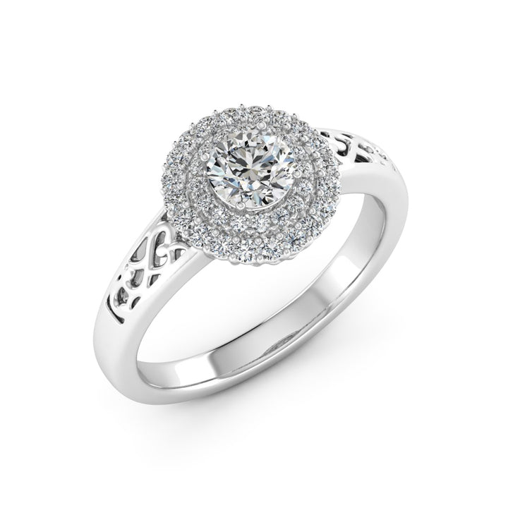 0.50 DEW Round White Moissanite Ring in 14K White Gold