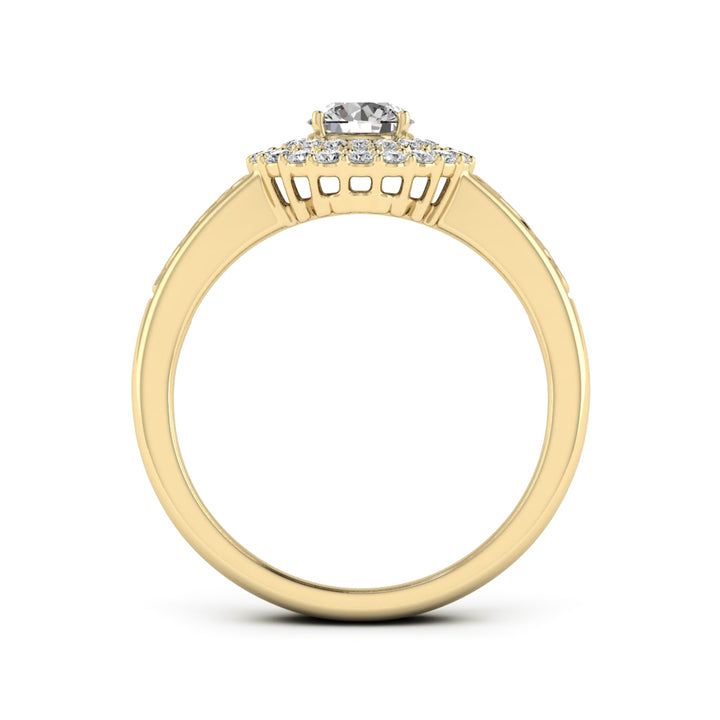 0.50 DEW Round White Moissanite Ring in 14K Yellow Gold