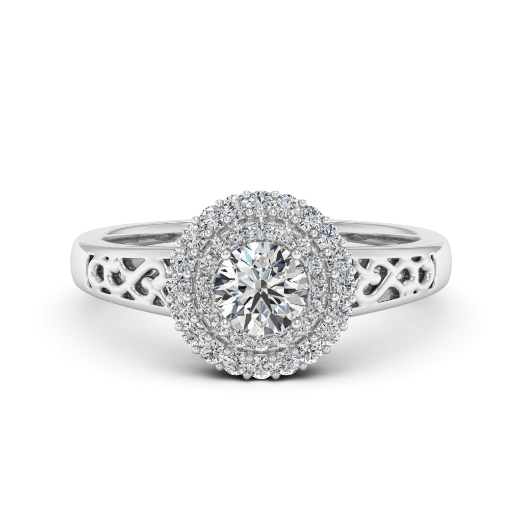 0.50 DEW Round White Moissanite Ring in 14K White Gold