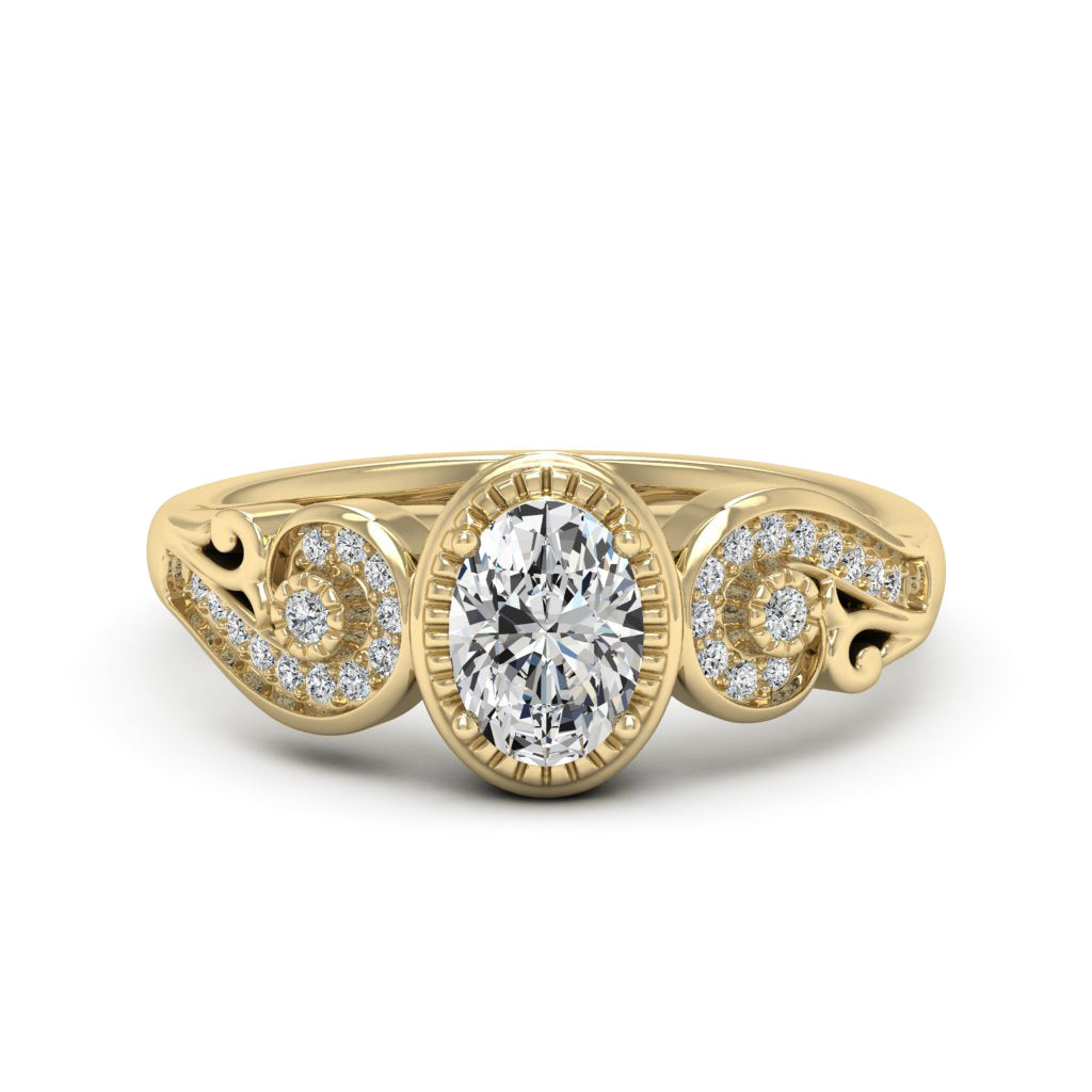 1.00 DEW Oval White Moissanite Ring in 14K Gold