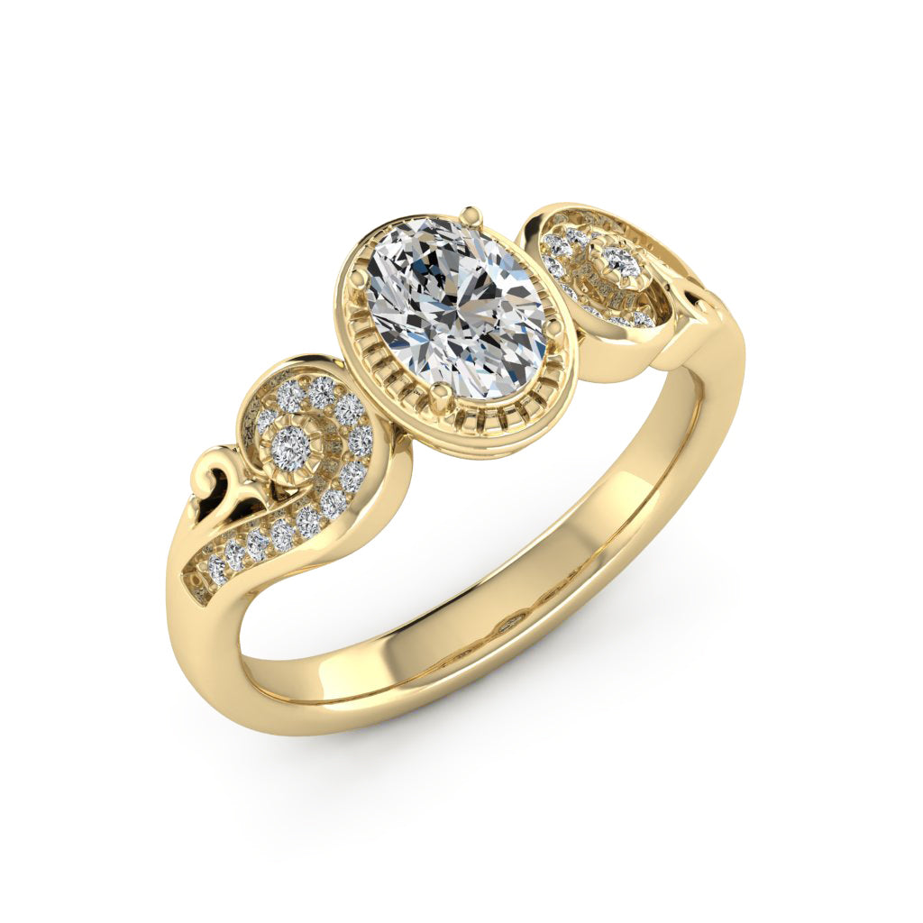 1.00 DEW Oval White Moissanite Ring in 14K Gold