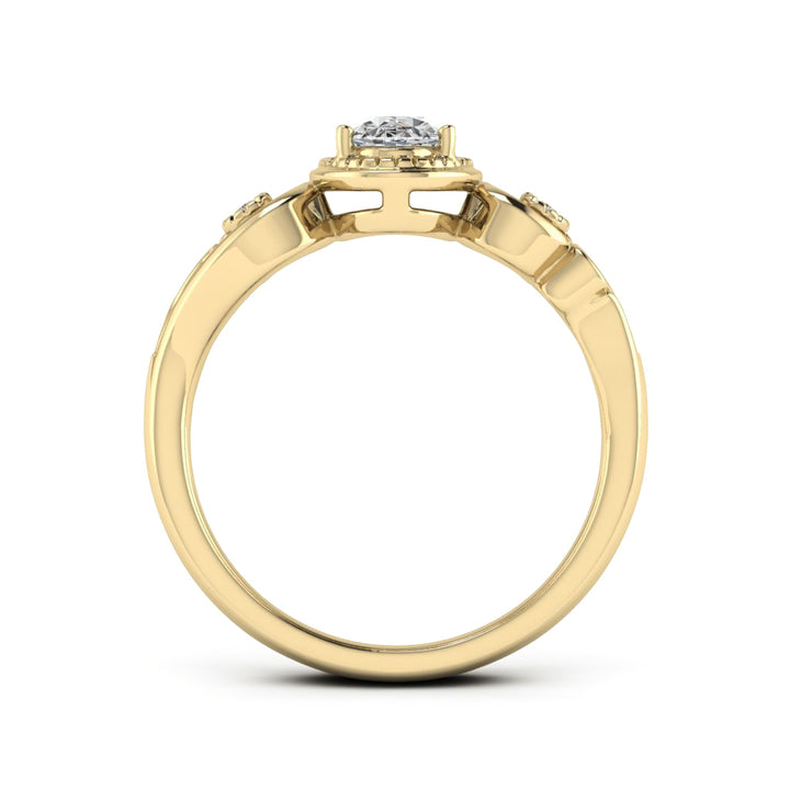 1.00 DEW Oval White Moissanite Ring in 14K Gold