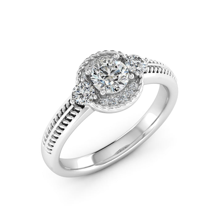 0.50 DEW Round White Moissanite Ring in 14K White Gold