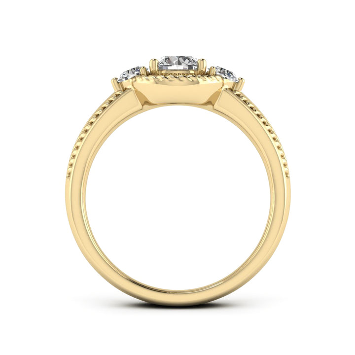 0.50 DEW Round White Moissanite Ring in 14K Yellow Gold