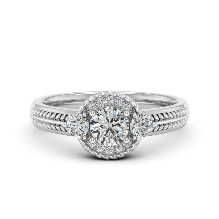 0.50 DEW Round White Moissanite Ring in 14K White Gold