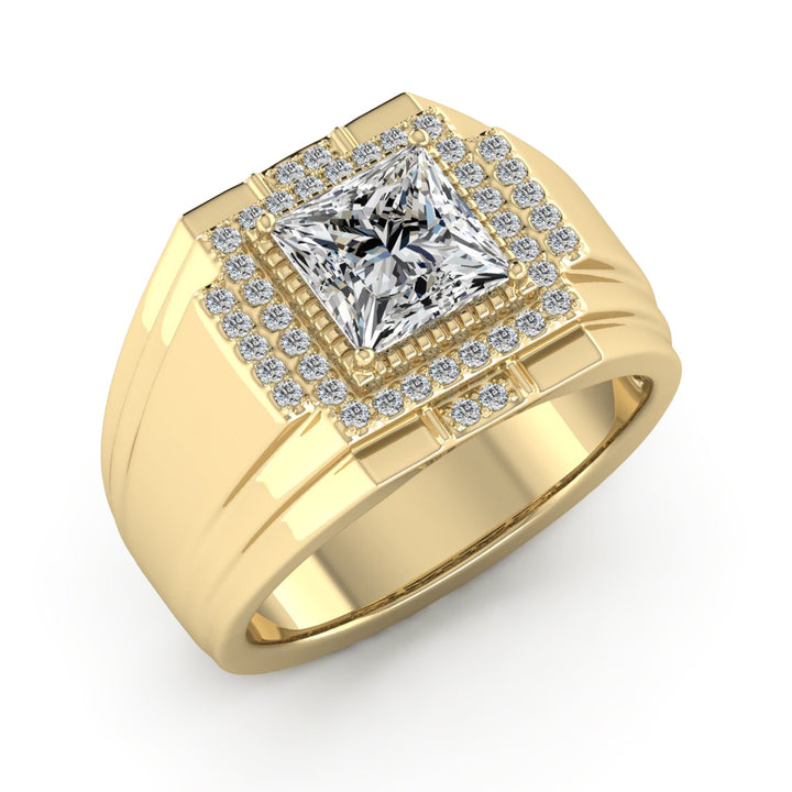 1.70 DEW Princess Cut White Moissanite Ring in 14K Yellow Gold
