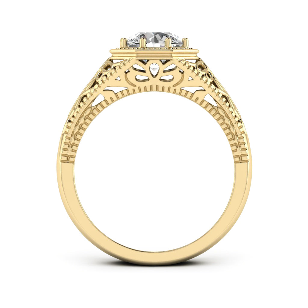 1.00 DEW Round White Moissanite Ring in 14K Gold