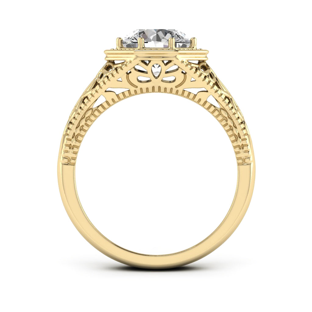 2.00 DEW Round White Moissanite Ring in 14K Gold