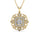 1.00 DEW Round White Moissanite Pendant in 14K Yellow Gold