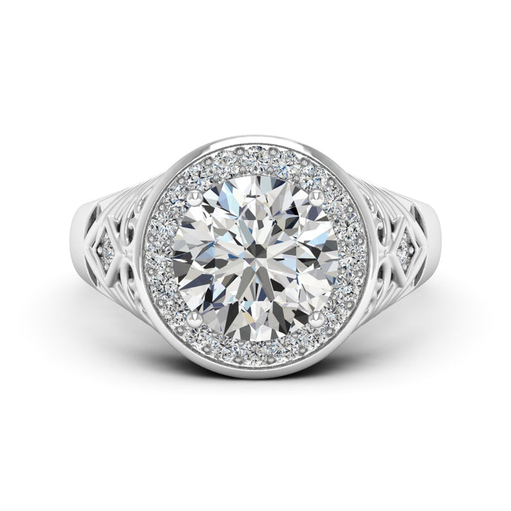 2.00 DEW Round White Moissanite Ring in 14K White Gold