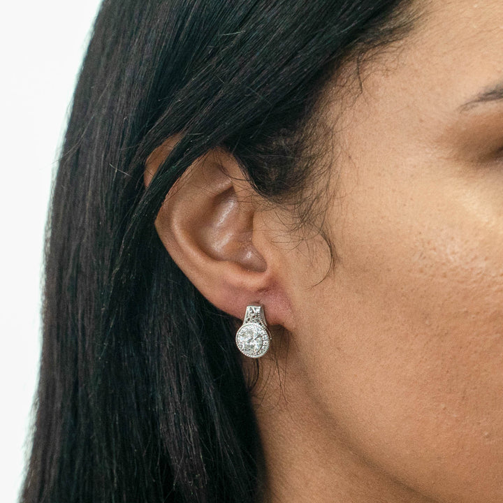 1.68 DEW White Moissanite Earring in 925 Platinum Plated