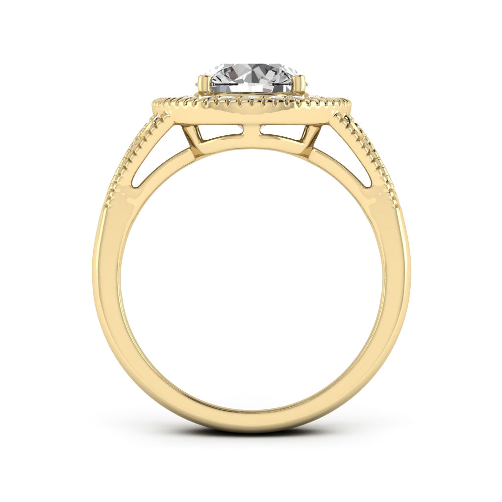 2.00 DEW Round White Moissanite Ring in 14K Yellow Gold