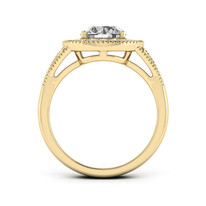 2.00 DEW Round White Moissanite Ring in 14K Yellow Gold