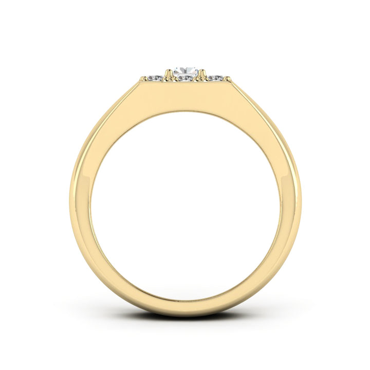 0.50 DEW Baguette White Moissanite Ring in 14K Yellow Gold