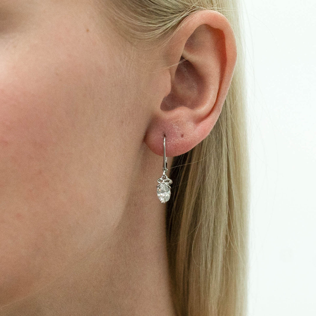 1.80 DEW White Moissanite Earring in 14K White Gold