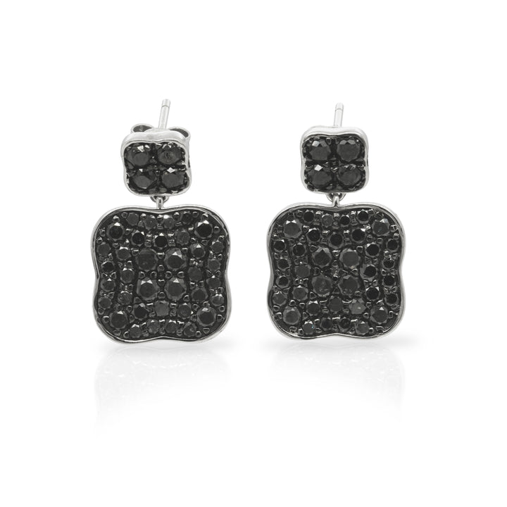 4.10 Cts Black Diamond Earring in 925 Two Tone