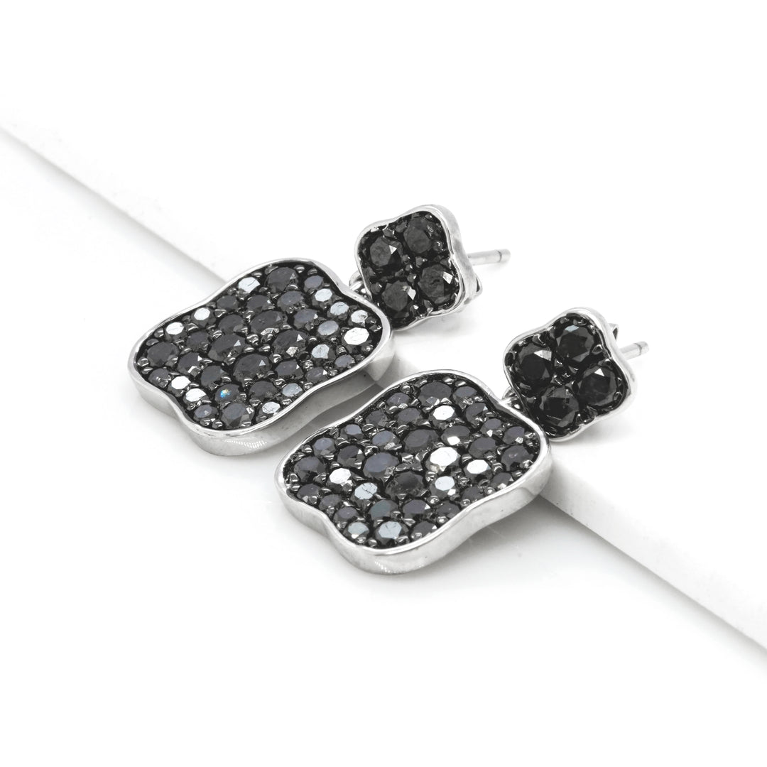 4.10 Cts Black Diamond Earring in 925 Two Tone