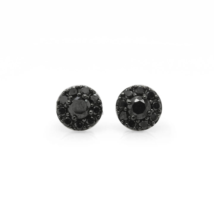 1.32 Cts Black Diamond Stud Earring in 925 Two Tone