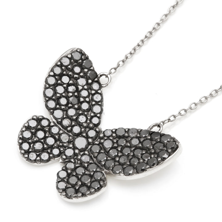 2.92 Cts Black Diamond Necklace in 925 Two Tone