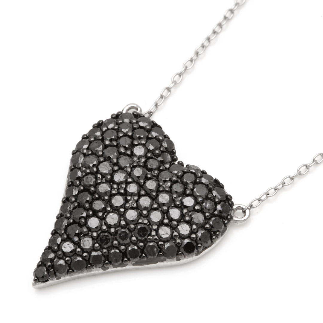 2.49 Cts Black Diamond Necklace in 925 Two Tone