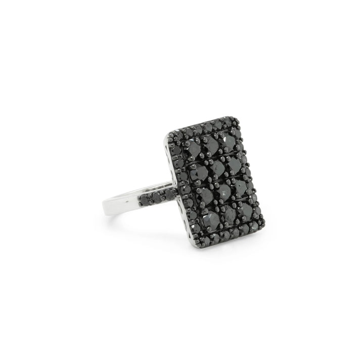3.74 Cts Black Diamond Ring in 925 Two Tone