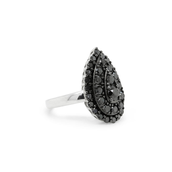 2.07 Cts Black Diamond RIng in 925 Two Tone