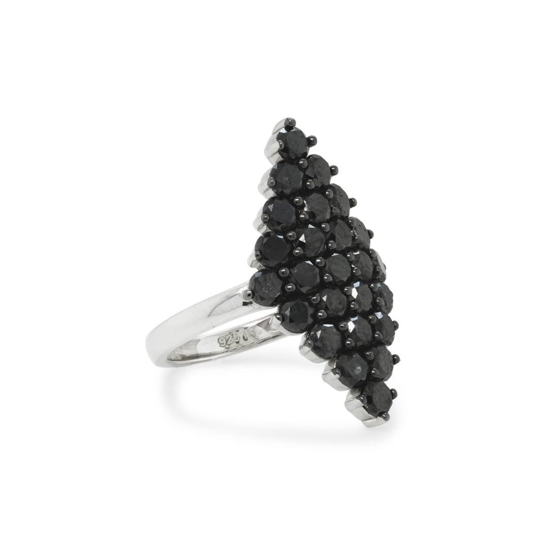 3.97 Cts Black Diamond Ring in 925 Two Tone