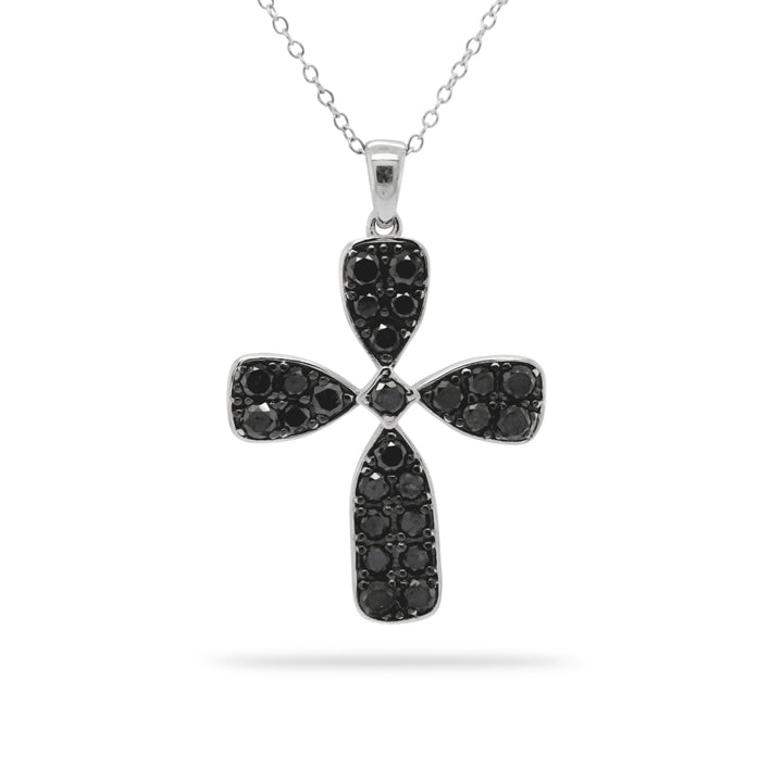 2.12 Cts Black Diamond Pendant in 925 Two Tone