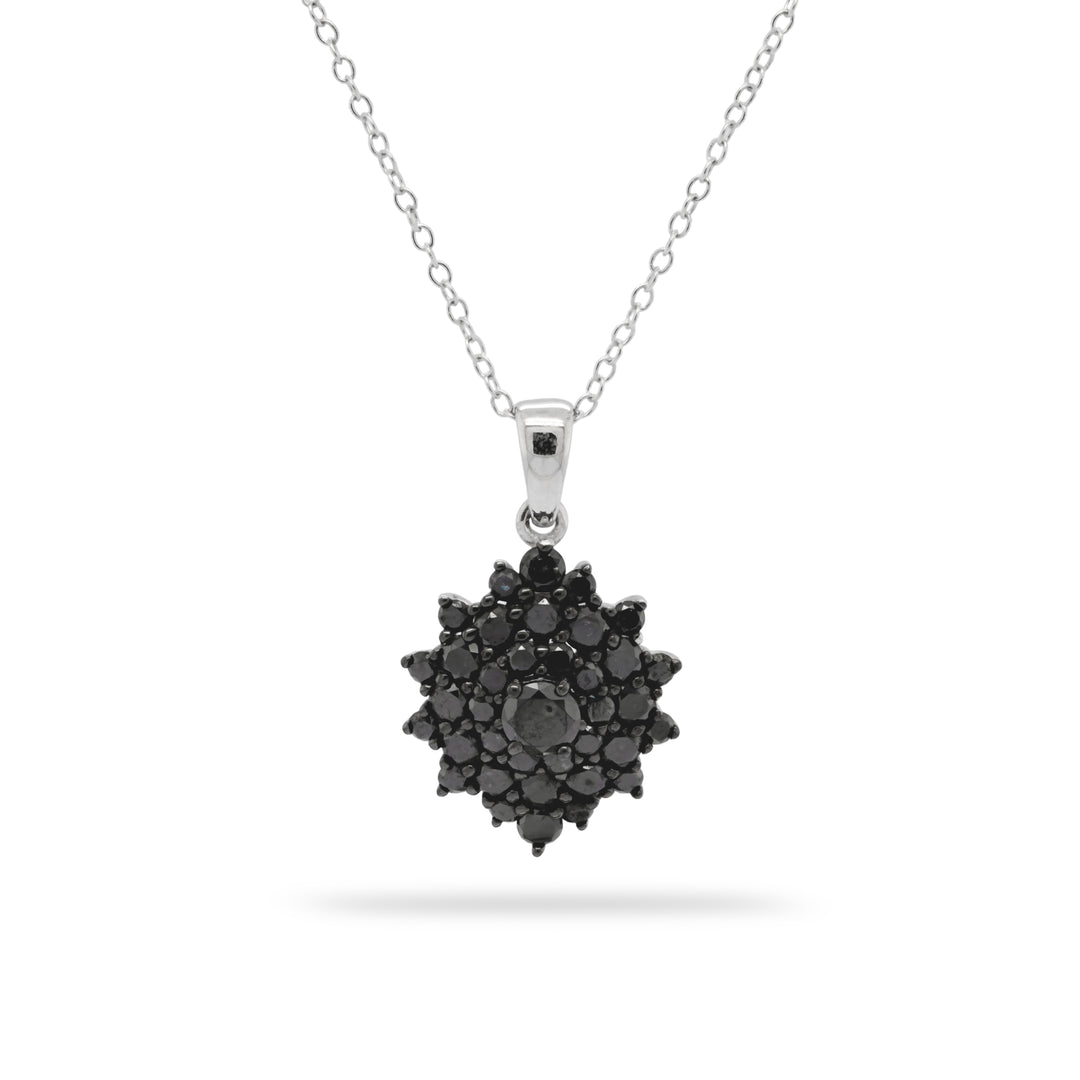 1.89 Cts Black Diamond Pendant in 925 Two Tone