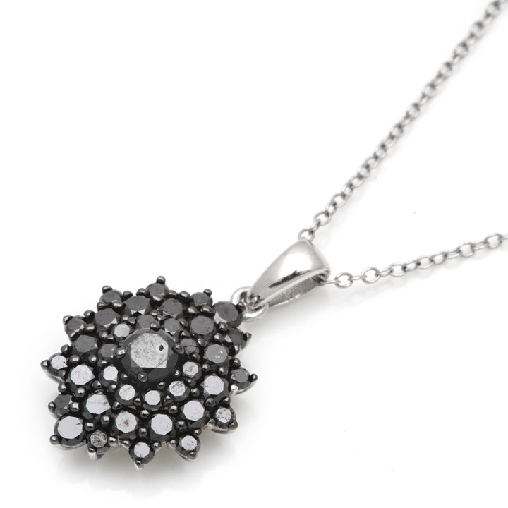 1.89 Cts Black Diamond Pendant in 925 Two Tone