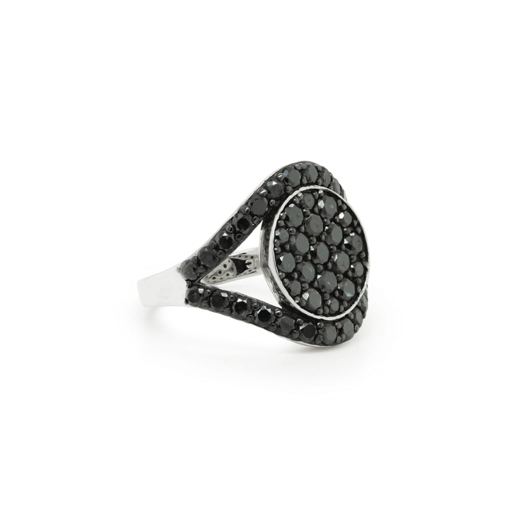 2.29 Cts Black Diamond Ring in 925 Two Tone