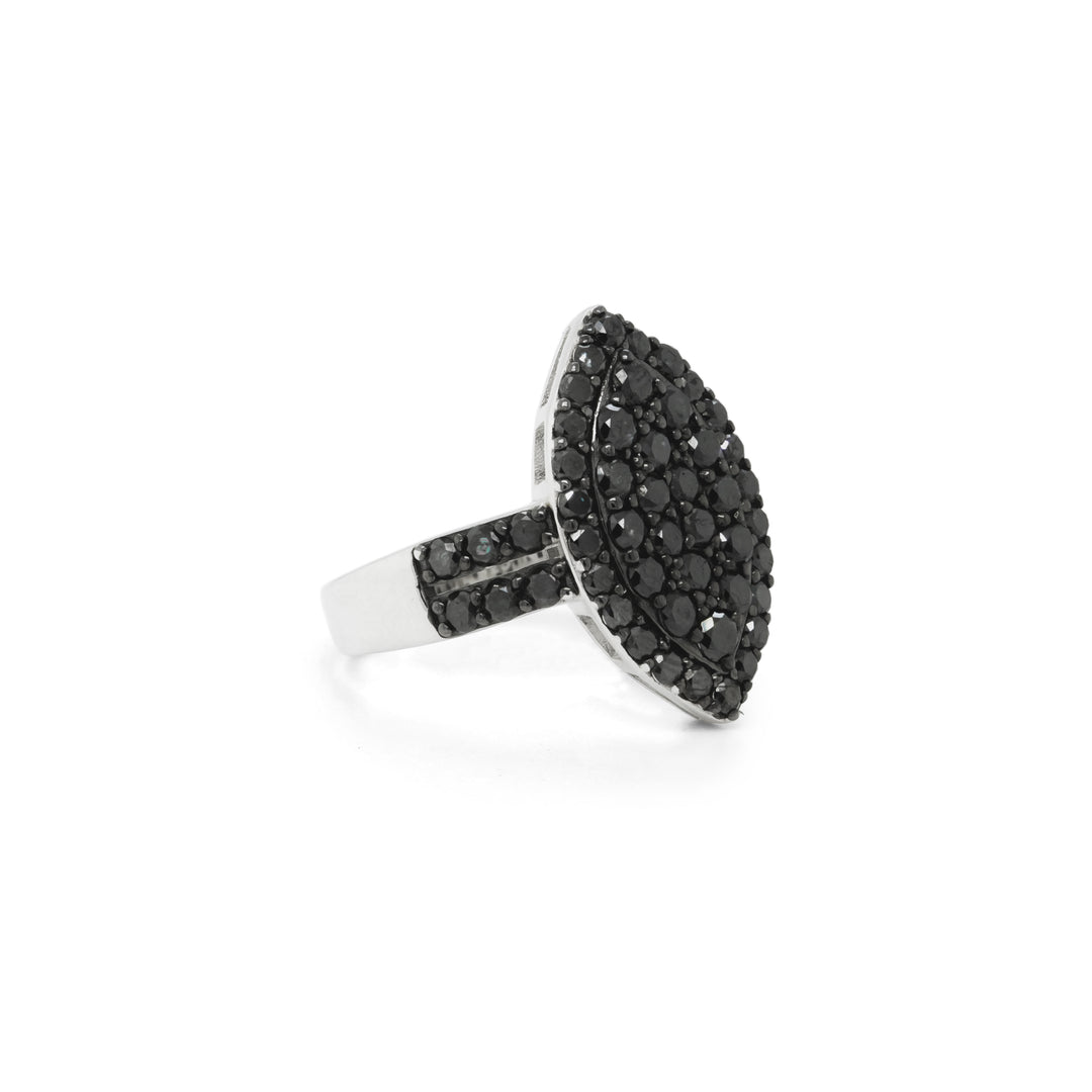 2.06 Cts Black Diamond Ring in 925 Two Tone