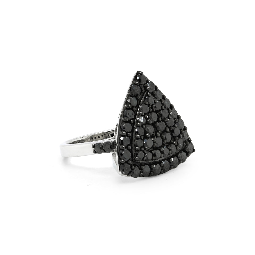 2.84 Cts Black Diamond Ring in 925 Two Tone