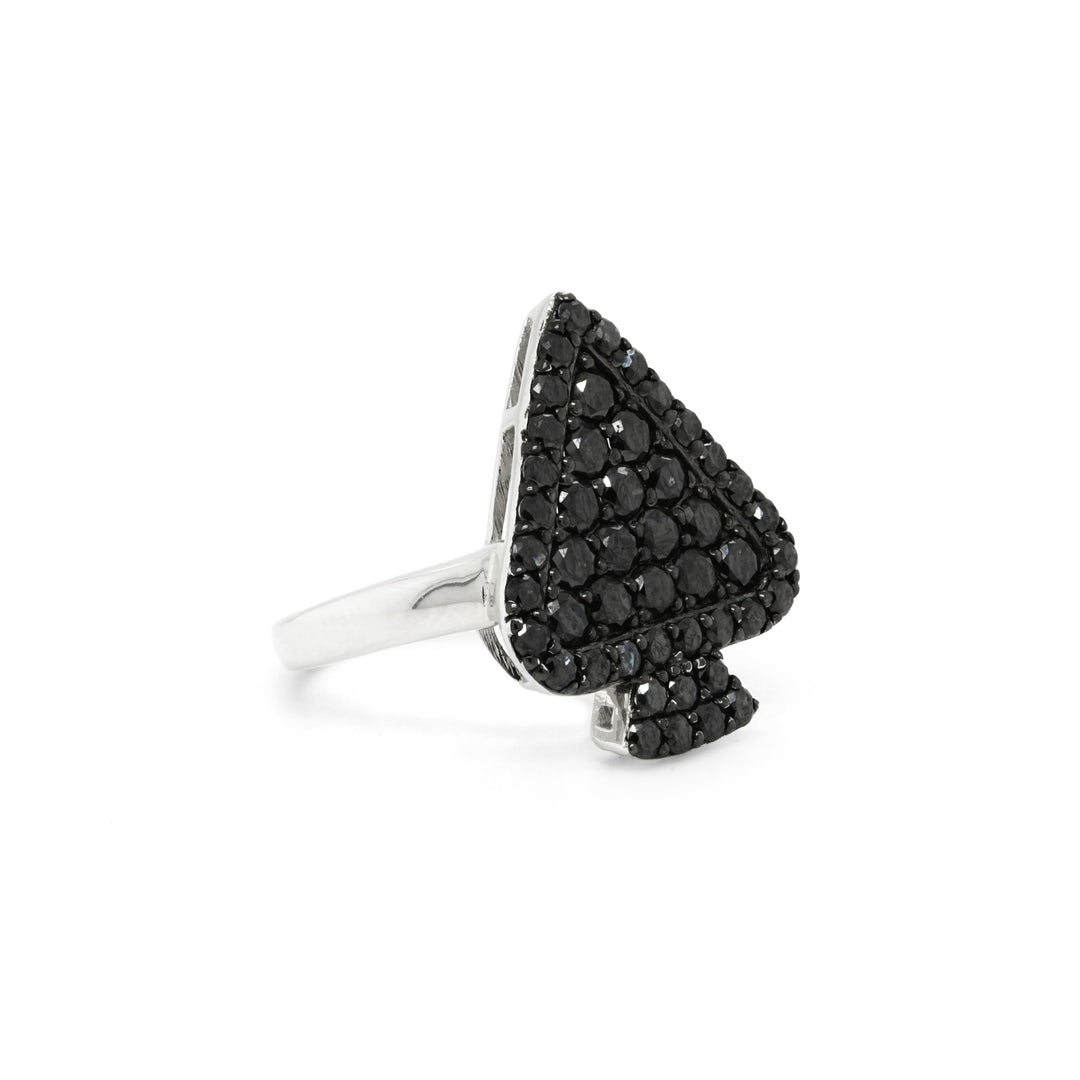 2.05 Cts Black Diamond Ring in 925 Two Tone