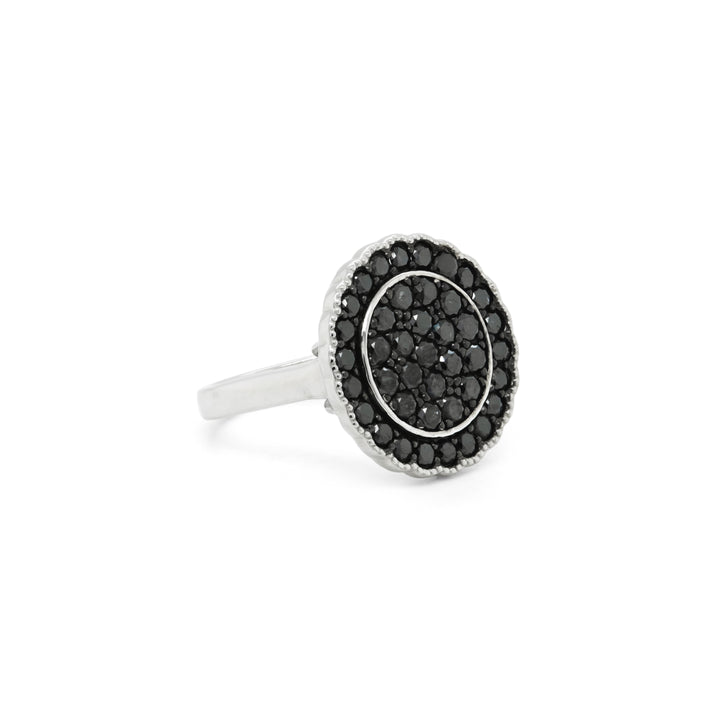 2.13 Cts Black Diamond Ring in 925 Two Tone