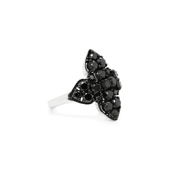 2.52 Cts Black Diamond Ring in 925 Two Tone