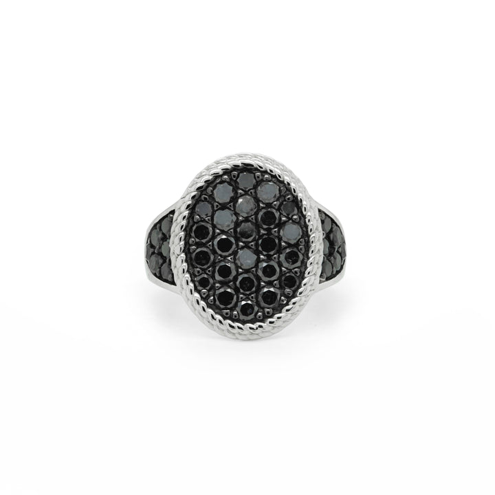 2.24 Cts Black Diamond Ring in 925 Two Tone