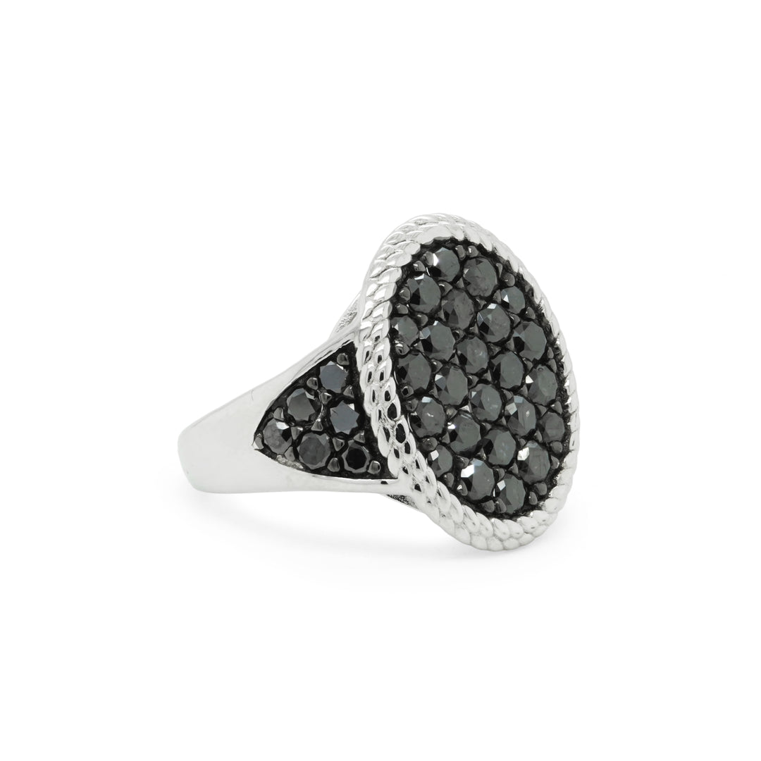 2.24 Cts Black Diamond Ring in 925 Two Tone
